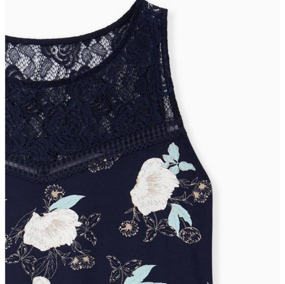 Torrid Navy Floral Lace Inset Tank - Picture 4 of 11